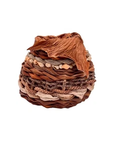Artist Hawaii Fiber Art Handwoven Maui Hawaiian Wattle Mix Basket Decorative - Picture 1 of 11