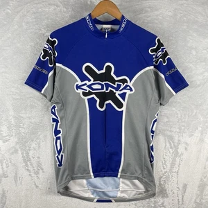 Kona Bikes Cycling Jersey Men's Large Blue Black VTG - Picture 1 of 6