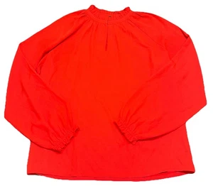 Camicetta Ann Taylor rossa arancione buco della serratura con volant finto collo manica lunga top donna S - Foto 1 di 7