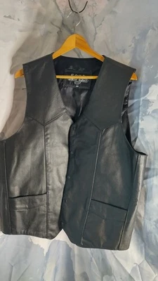 Chaleco de motociclista Leather Gallery para hombre, talla 48, negro  Foto 1 de 4