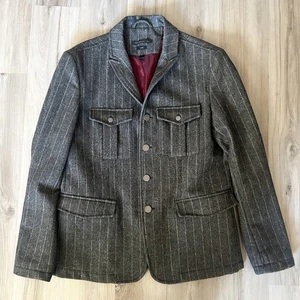 $498 EUC John Varvatos LUXE Military Jacket Cast Iron Men’s Sz L Button Front  - Picture 1 of 11