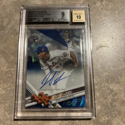 2017 Topps Chrome - Rookie Autographs #RA-SL Seth Lugo Blue Wave /75 BGS 9 - Image 1 of 2