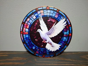 Letrero de metal redondo de 8 pulgadas estilo vitral Dove - Imagen 1 de 5