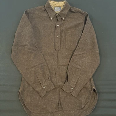Vintage 50s Pendleton Half Button Long Sleeve Popover Shirt Virgin Wool Brown - Image 1 of 4