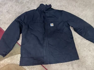 CARHARTTCanvas Jacket Mens SZ 52 RN14806 CO3 BLK Heavy Duty Quilted Lined Work - Picture 1 of 10