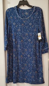 Cuddl Duds Women's Printed 3/4-Sleeve Sleepshirt - Navy Novel Small - Picture 1 of 6