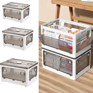 Folding Storage Box Plastic Collapsible Stackable Container Home Office Camping - Picture 1 of 16