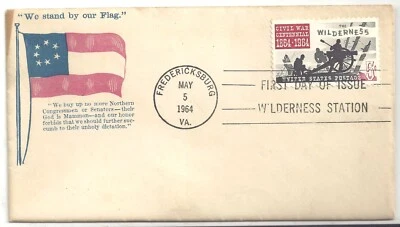 Civil War Cover WE Stand By Our Flag w 1964 1st Day of Issue WILDERNESS Postmark - Image 1 of 2