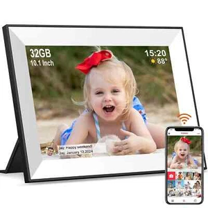 10.1in WiFi Digital Picture Frame HD IPS TouchScreen Electronic 32GB Auto-Rotate - Picture 1 of 16