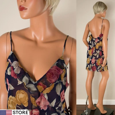 💖 Vestido sin Mangas Vintage VICTORIA'S SECRET Gasa Semi Transparente Chemise Floral L Foto 1 de 4