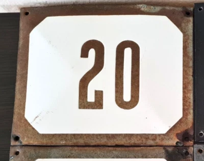 Placa de Letrero Esmalte Francés Vintage Nº20, Placa de Dirección de Buzón de Puerta Blanca Negra Foto 1 de 4