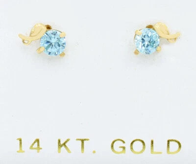 PENDIENTES ORIGINALES ELEFANTE AGUAMARINA 0,80 Cts Oro 14K - Certificado Gratis Foto 1 de 3