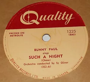 Quality 1225 Bunny Paul Such A Night / I'm Gonna Have Some Fun 78 RPM E+ E+ Rare - Bild 1 von 2
