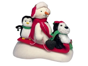 Hallmark Jingle Pals Snow What Fun Sledders Snowman Penguin Dog Musical Decor - Picture 1 of 1