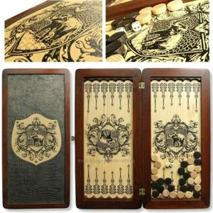 UCRAINA AIUTO grande! Gioco da tavolo legno naturale backgammon elefante fatto a mano 510x510 mm - Foto 1 di 3