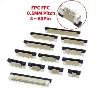 10X FFC FPC socket 0.5mm 4/6/8/10/12-60 Pin Vertical Type Ribbon Flat Connector - Image 1 of 4