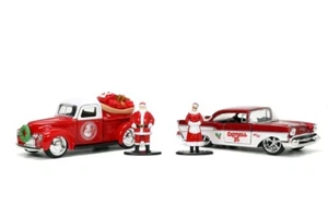 Jada 1:32 1941 Ford Pickup & 1957 Chevy Bel Air with Santa Claus Figure 34441 - Picture 1 of 9