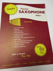 Popular Saxophone Solos Sampler Easy to Play Sheet Music The Wayward Wind - Picture 1 of 4