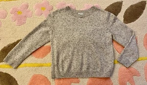 COS Kids Size 4-6 y Wool Sweater Gray Back Bow Marled Round Neck - Picture 1 of 4