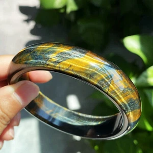 Natural Yellow Blue Tiger Eye Gems Crystal Bangle Inside Diameter 61.6mm C22 - Bild 1 von 16