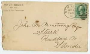 1882 New York Astor House hotel to Stark Florida - DPO 1877-1883 Orange Co. - Picture 1 of 1