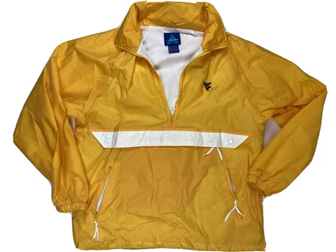 Acadia Men's Gold WV Mountaineers Quarter Zip Windbreaker Jacket Size XL Cover