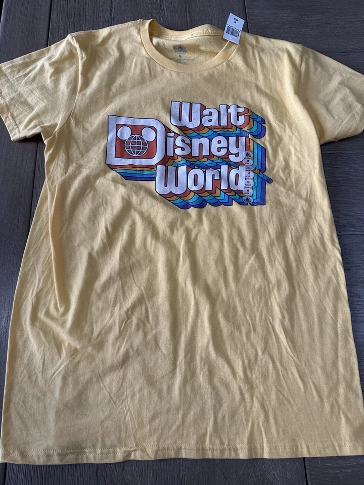 Walt Disney World T-Shirt Yellow Size Medium Retro Logo Print NWT - Image 1 of 1