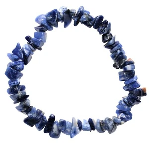 CHARGED Sodalite Crystal Chip Stretchy Bracelet + Selenite Heart Charger - Picture 1 of 9