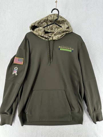Nike Hoodie Mens XL Green Seattle Seahawks Salute To Service Pullover Camoflauge Cover