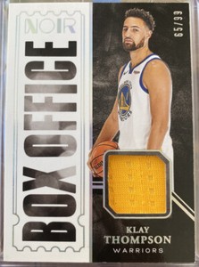 2020-21 PANINI NOIR KLAY THOMPSON BOX OFFICE GAME WORN PATCH 65/99 #BOM-KTH
