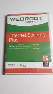 WEBROOT SecureAnywhere Internet Security PLUS - NEW - 3 Devices / 1 Year Subscr