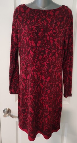Abito donna Michael Kors rosso e nero manica lunga lunghezza ginocchio poliestere S