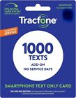 TracFone 1000 Texts Add On Card for SmartPhone -- Direct Load