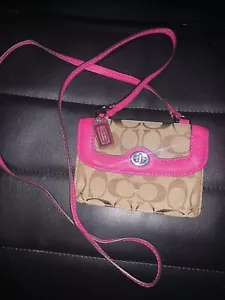 Coach Signature Dylan Pink And Tan Crossbody - Picture 1 of 24