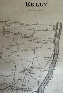 West Milton, Kelly Crossroads, Union Cty, PA 1868 Karte zeigt Hausbesitzer Namen - Bild 1 von 2
