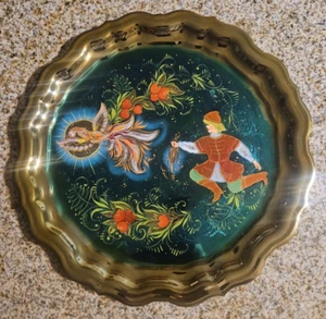 Vintage, Hand Painted, Metal Tray, Folk Art - Picture 1 of 10