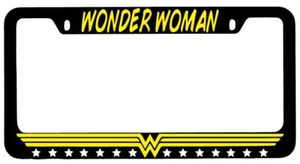 Marco de matrícula de metal negro Wonderwoman accesorio automático DC - Imagen 1 de 1