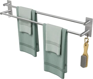 Handtuchhalter Ohne Bohren SUS304 Edelstahl Handtuchhalter 80CM Doppelstange Neu - Bild 1 von 12