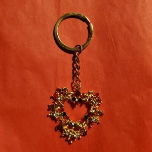 Gold & Red SPARKLY HEART KEYCHAIN - Picture 1 of 3