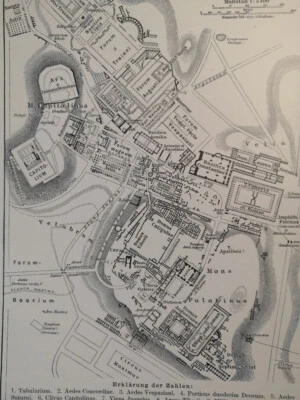 1897 Ancient Rome Forum and The Palatine City Vintage Map ORIG C18-9 - Image 1 of 3