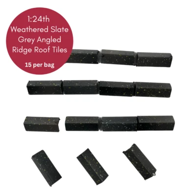 Dolls House 1:24th Scale 15 x Styrene Angled Ridge Roof Tiles Weathered Grey - Image 1 of 4