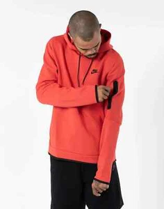 Nike Men's NSW Tech Fleece Lobster Red Pullover Hoodie DD5174-605 Medium - Picture 1 of 4