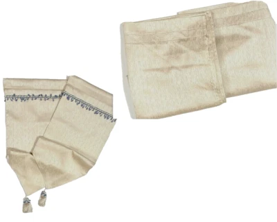 Juego de cortinas Abbey Hill Sears Drapes Valances Champagne Beige Blue Satin Luxury  Foto 1 de 4