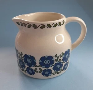 Taunton Vale Jug Blue Floral ½L GC Vintage Showing Some Crazing No Chips/Cracks - Picture 1 of 7