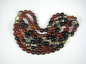 Vintage STYLE Necklace 20 in Multi-Strand Plastic Beaded Jewelry Goldtone Choker - Picture 1 of 5