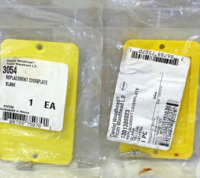 2- Daniel Woodhead Blank Cover Plates, 3054, Molex, Yellow, Free US Ship - Image 1 of 4