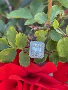 Emerald Cut Lab-Created Diamond 2Ct Women's Wedding Ring 14K White Gold Plated - Picture 1 of 10
