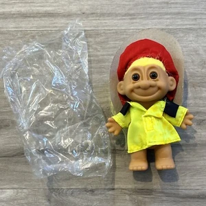 FIREFIGHTER - 5" Russ Troll Doll - NEW IN ORIGINAL BAG - Blonde Hair Red Hat - Picture 1 of 8