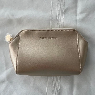 Estuche de Maquillaje Bobbi Marrón Dorado Bolso con Cremallera - NUEVO Foto 1 de 4