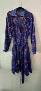 Jason Wu gewebter blau bedruckter Kirschblüten Trenchcoat Damen Large - Bild 1 von 19